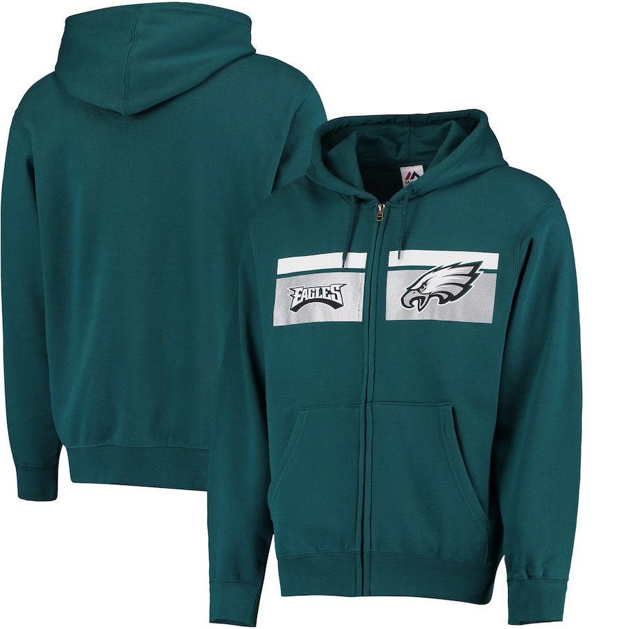 Men's Philadelphia Eagles Midnight Green Hook and Ladder Full-Zip NFL Hoodie